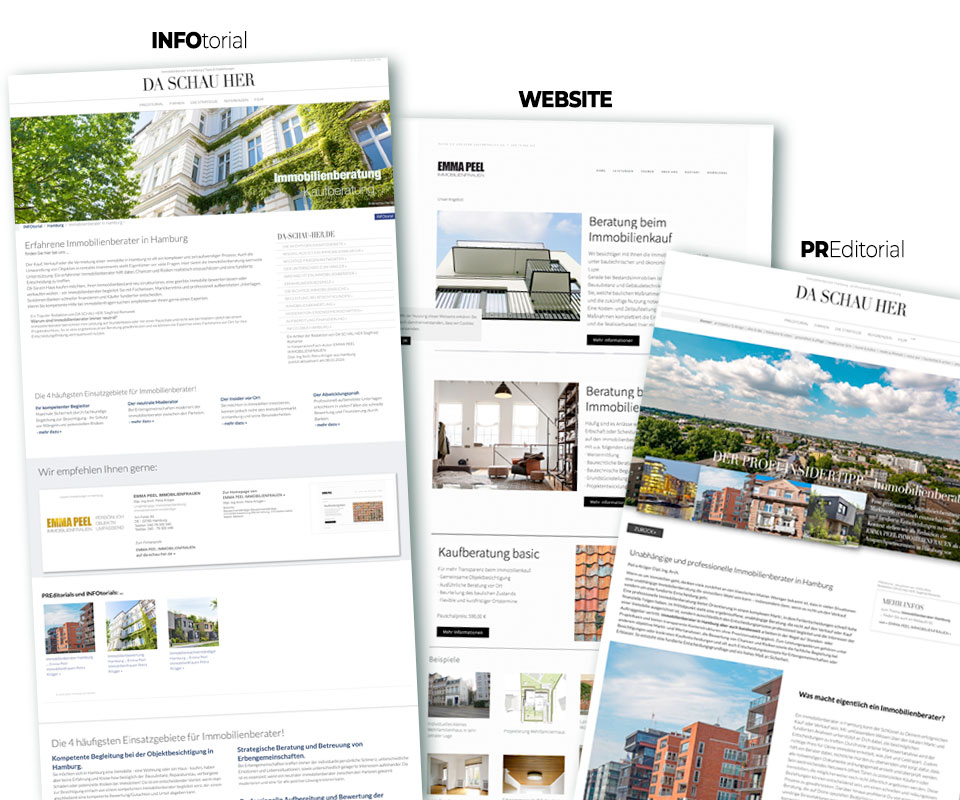 PREditorial INFO torial Website der EMMA PEEL IMMOBILIENFRAUEN Hamburg