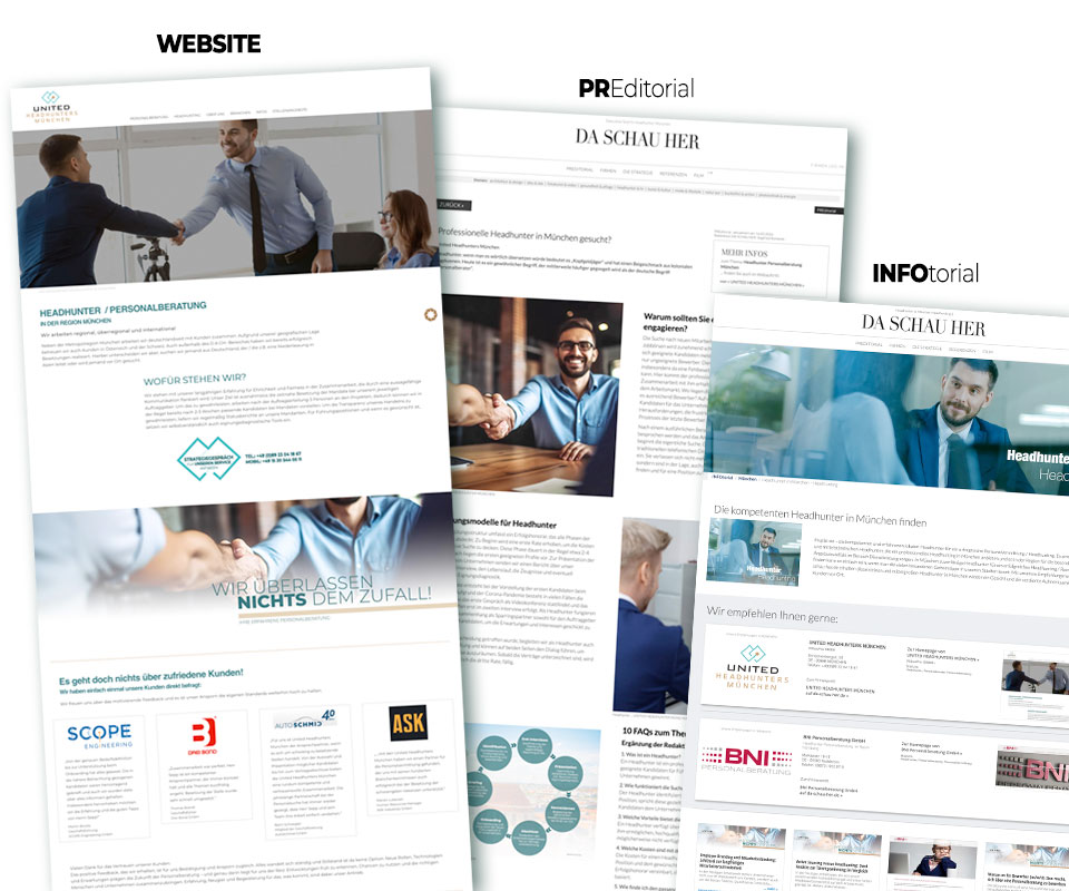 PREditorial INFO torial Website der UNITED HEADHUNTERS MÜNCHEN